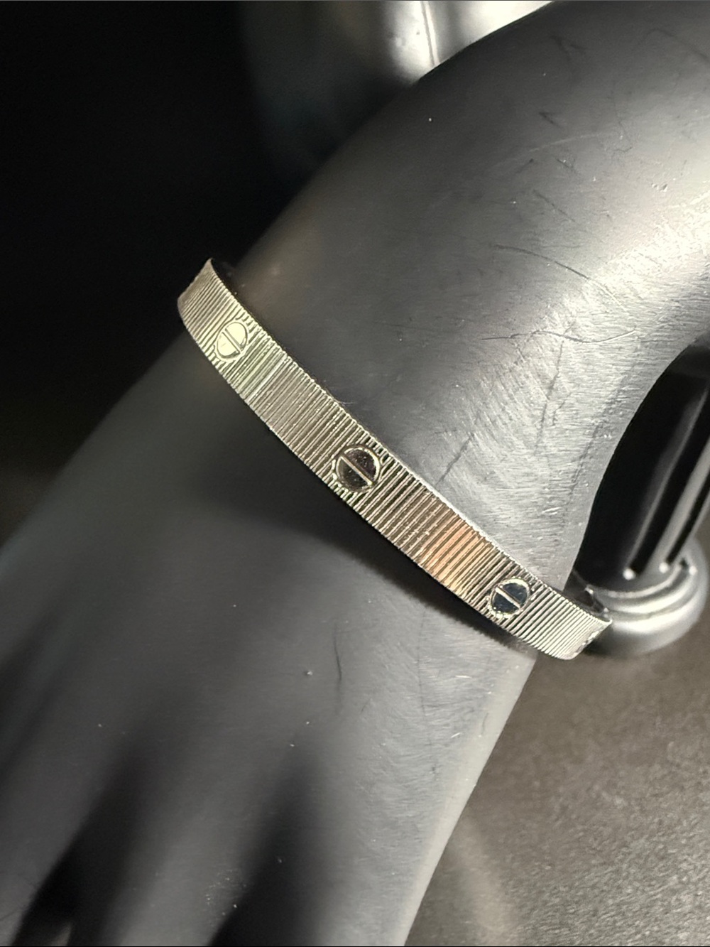 Polished Silver-Tone Ribbed  Bracelet